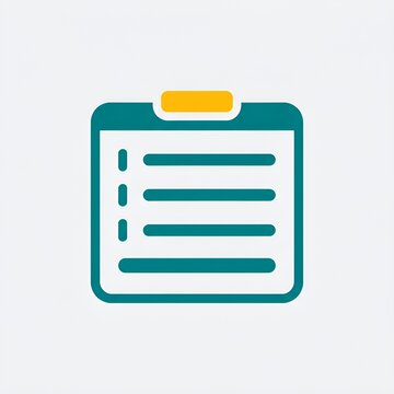 Minimalist clipboard document icon featuring a professional task list checklist layout with a highlighted header tab for project management visualization
