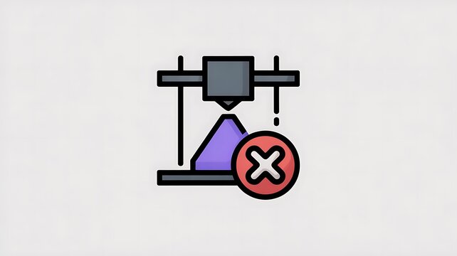 3d printer error icon with a red cross mark symbol