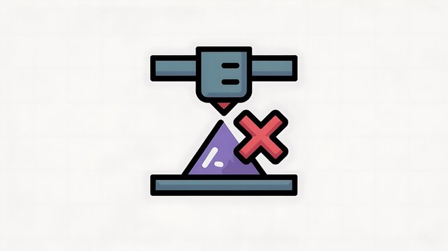3d printer error icon with red cross symbol