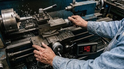 Fototapeta premium Technician working on complex machinery with detailed wiring a silhouette