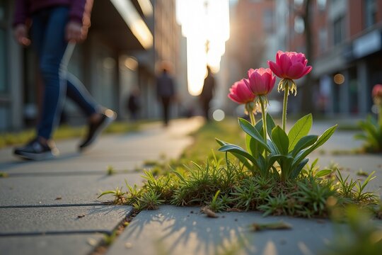 Portraits of Serendipity in City Life  Concept: Curate a photographic collection highlighting city residents engaging with surprise nature installations integrated into urban environments.