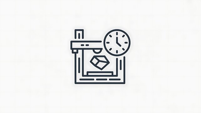 3d printer with clock icon representing printing time