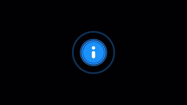 Animated Blue Information Icon Looping - Help, FAQ and Support Concept with Alpha Channel