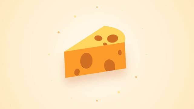 Delicious Yellow Swiss Cheese Wedge Slice Flat Graphic Motion Loop Animation For Restaurant Menu Design And Culinary Food Marketing Campaigns