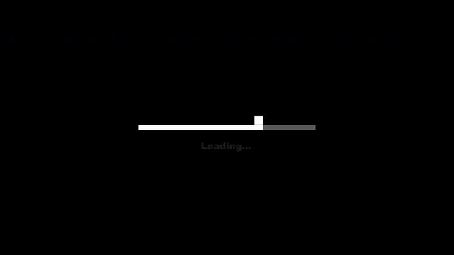 Loading Bar Animation With Rectangle On Top Move and Fill Left To Right With Loading Text Clean White Transparent Background. Perfect For UI or Overlay Video Element.
