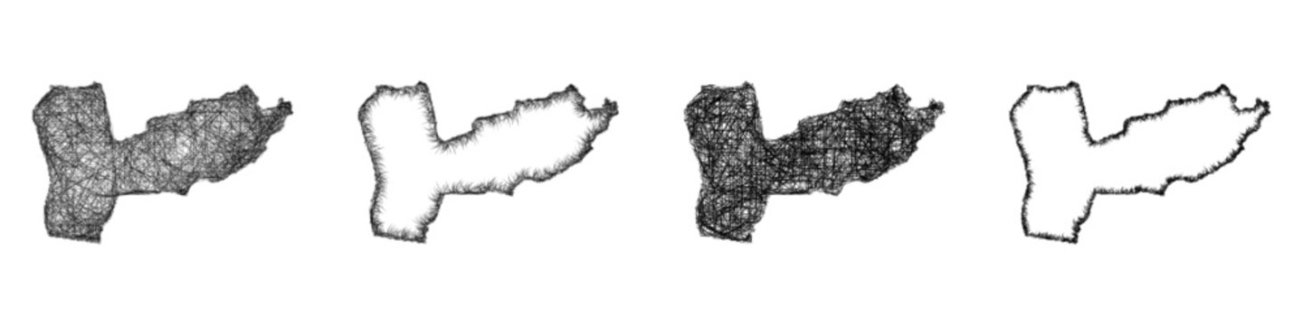 Sketch Farah (Afghanistan) outline map design set