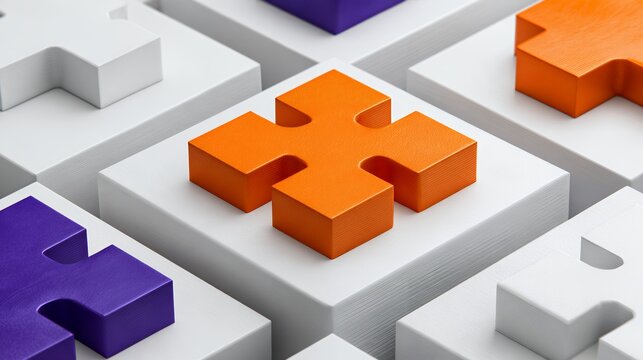 3D abstract colorful cross puzzle block background representing connection teamwork strategy problem solving and business success