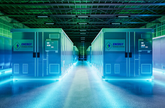Energy storage systems or battery container units in factory