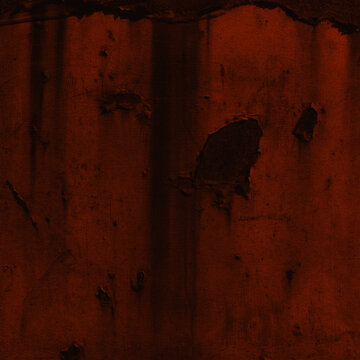 Dark red grunge wall texture with peeling paint and weathered surface