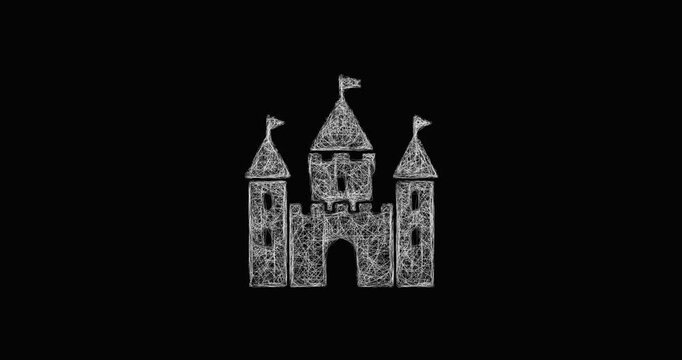 Sketch castle icon animation - smooth progressive reveal