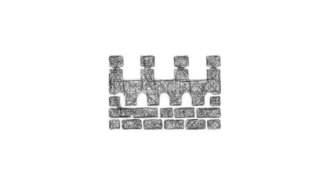 Sketch battlements icon animation - smooth progressive reveal