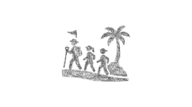 Sketch shore excursion icon animation - smooth progressive reveal