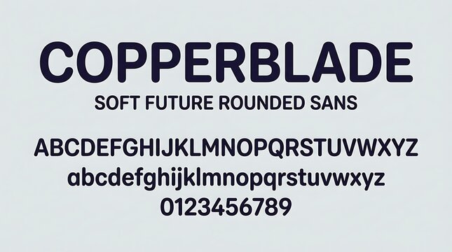 Modern Rounded Sans Serif Font Display with Uppercase and Lowercase Alphabet