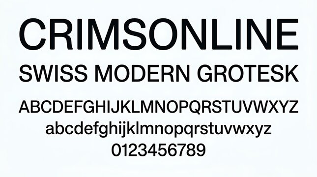 Swiss Modern Grotesk Typeface Specimen with Alphabet and Numbers