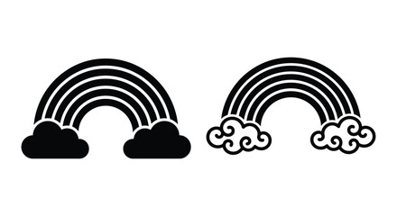 Obraz premium Rainbow silhouettes with cloud bases on a white background