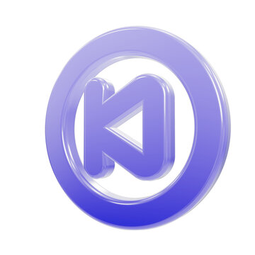 Glossy purple 3D previous track button icon