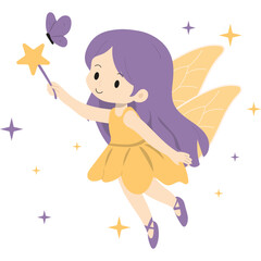 Fototapeta premium Magical Fairy With Sparkles Flat Cartoon