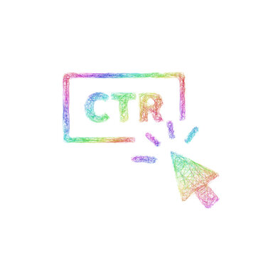 Multicolored sketch click through rate icon design