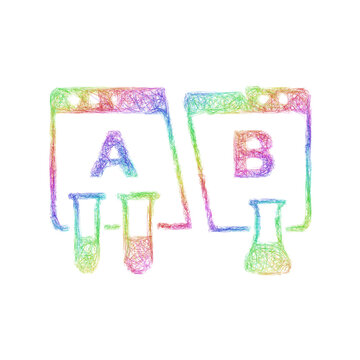 Rainbow sketch a b testing icon design