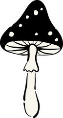 Mushroom line art vector illustration hand drawn fungus icon © PATTASUWANNAKORN