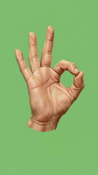 Hand forms peace sign then OK gesture green chromakey background, approval symbol, positive vote, communication signal, isolated hand motion, green screen editing, keying asset, compositing workflow.