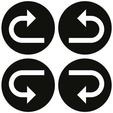 White Curved U-Turn Arrow Directional Buttons Set Transparent PNG