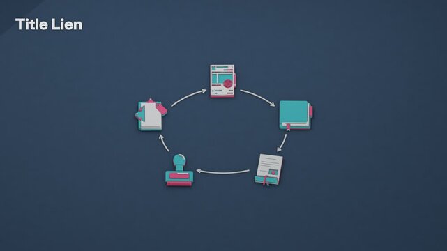 Title lien administration follows a standing procedure from recording an encumbrance to filing the release deed and clearing the abstract. Flat 3D style; an English title card.