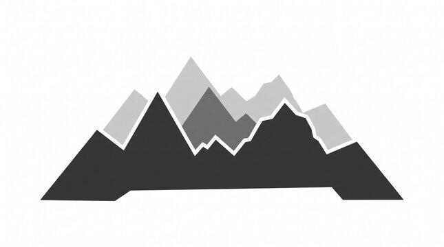 Mountain Range Silhouette Vector Illustration Isolated on White Background