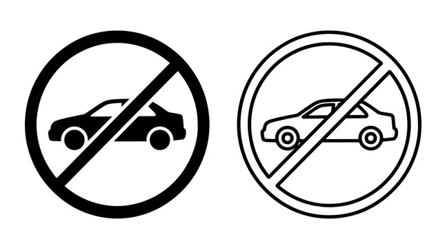 Minimalist no cars sign vector illustration featuring prohibition symbol
