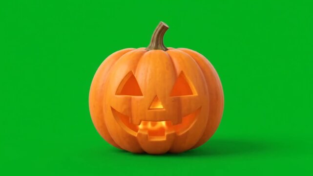 Winking Jack O Lantern Face Green Screen #00FF00 4K