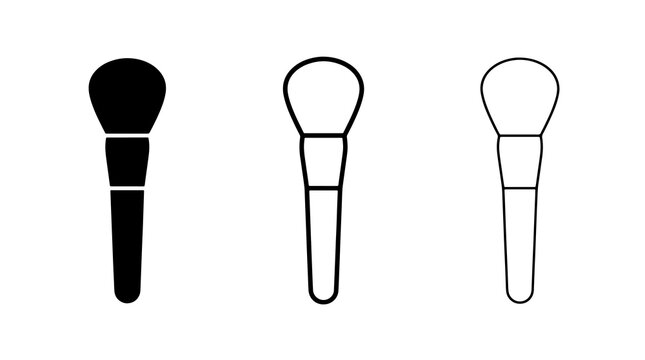 Minimalist makeup brush vector icons set in flat and outline design styles