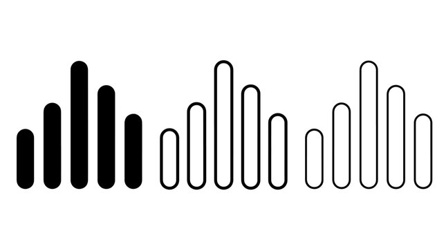 Minimal sound wave equalizer bars set in black vector illustration