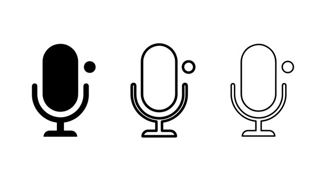 Minimalist microphone icons featuring podcast recording symbols in vector style