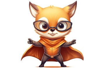 Fototapeta premium Cartoon animal cute white background.