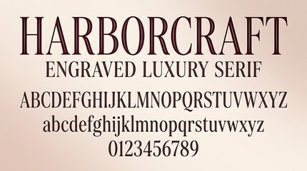 Fototapeta premium Harborcraft Engraved Luxury Serif Font Specimen Showcase