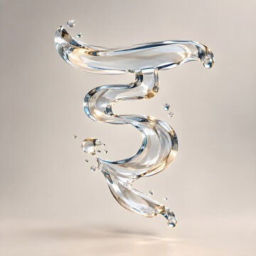 Transparent Liquid Glass Marathi Devanagari Letter इ &ndash; Abstract 3D Typography
