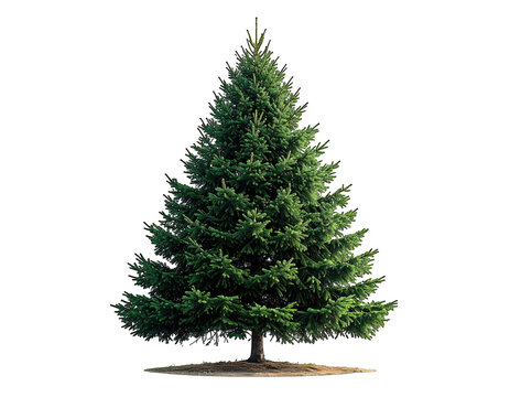 a high quality stock photograph of a single christmas pine tree isolated on a white background