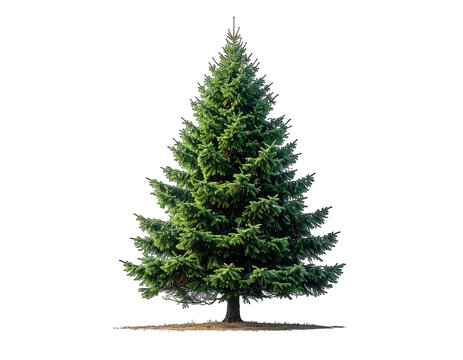 a high quality stock photograph of a single christmas pine tree isolated on a white background