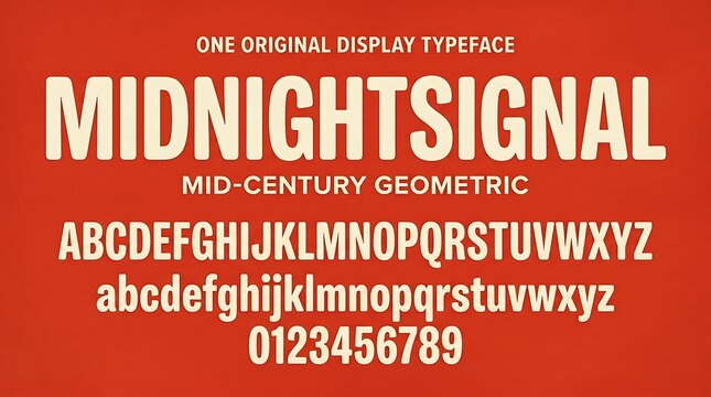 Midnight Signal Original Display Typeface Mid Century Geometric Alphabet Set