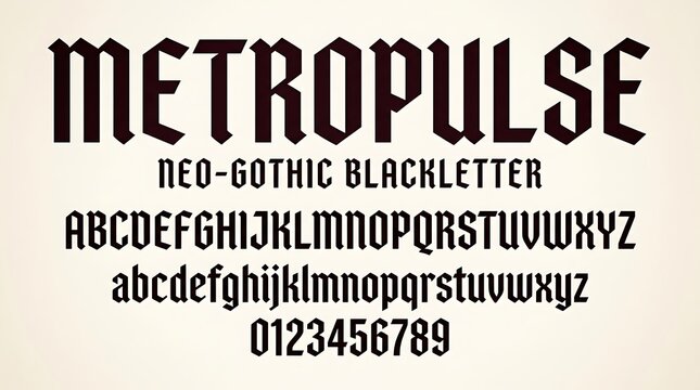 Neo Gothic Blackletter Font Design with Uppercase and Lowercase Alphabet Set