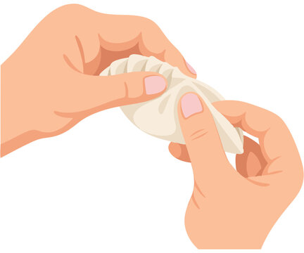Cute Dumpling Making Flat Vector Illustration