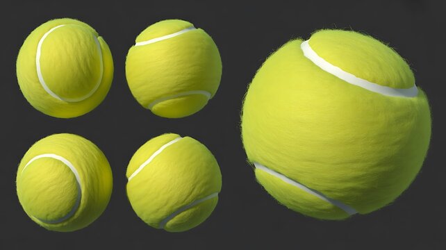 Green tennis balls isolated on a dark background