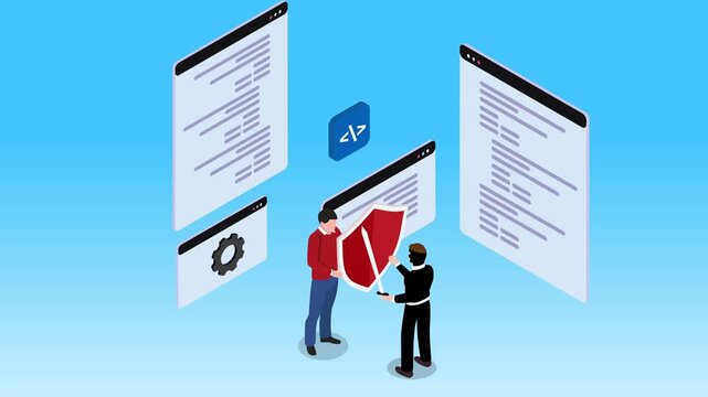 Cybersecurity and Safe Software Coding 3d animation cartoon