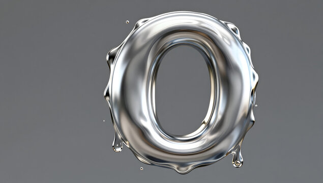 Liquid Metal Number Zero: A visually stunning 3D render depicts the numeral '0' formed from flowing, liquid metal, with droplets splashing outwards.