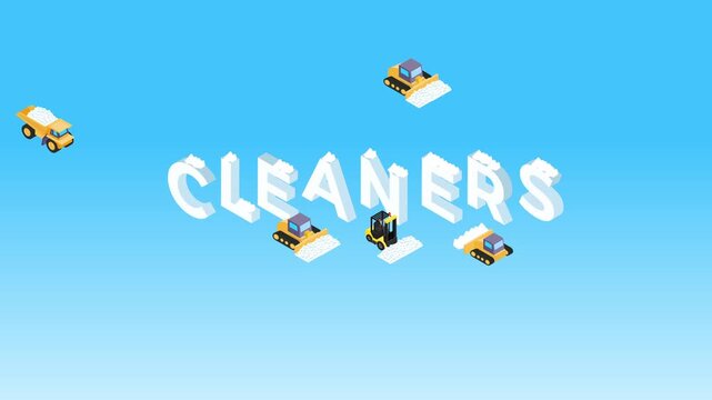 Construction Machinery Building 3D Cleaners Word 3d animation cartoon