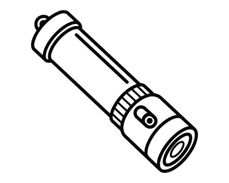 Flashlight outline isometric for illumination and light