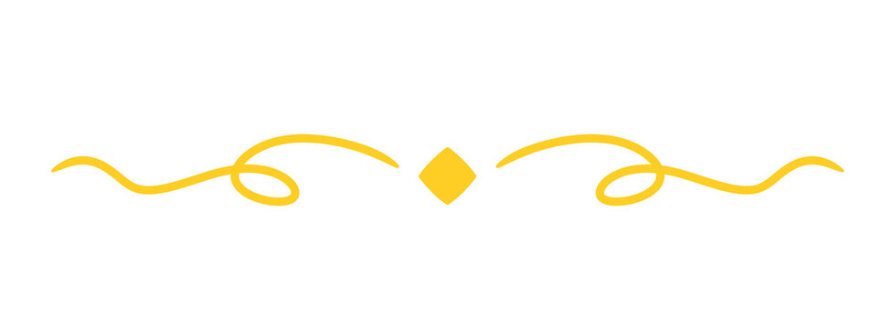 Decorative Golden Flourish Divider with Symmetrical Swirls and a Central Diamond Accent Element