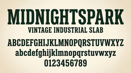 Fototapeta premium Vintage Industrial Slab Font Display with Alphabet and Numbers