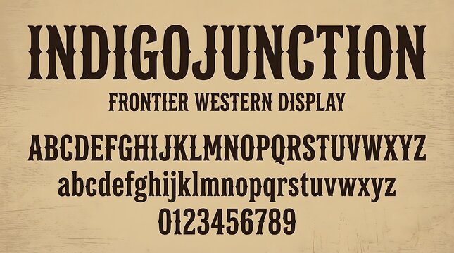 Vintage Western Display Font and Alphabet Set on Grunge Background