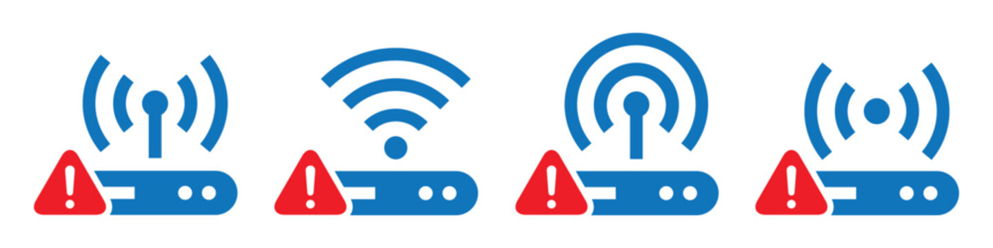 Wifi router error warning icon illustration